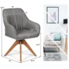 Costway Swivel Accent Chair Fabric Vanity Study Armchair W/Beech Wood Legs Gray