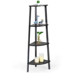 Costway 4-Tier Corner Shelf Metal Storage Rack Domestic Bookcase Display Stand Wood Grey 16 Costway 4-Tier Corner Shelf Metal Storage Rack Domestic Bookcase Display Stand Wood Grey -Costway GUEST 115eae93 d854 4b25 b9b2 89878154f774