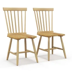 Costway Windsor Dining Chairs Set Of 2 Armless Spindle Back Solid Rubber Wood Black/Natural -Costway GUEST 1193f5c1 8fe9 49e6 90bd d1bc91bcad18