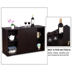 Costway Kitchen Storage Cabinet Sideboard Buffet Cupboard Wood Sliding Door Pantry Brown -Costway GUEST 11b15351 3c67 49cc 91a3 8330e9f5eb2e