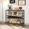 Costway 41" Wine Rack With 4 Glass Holders Wide Countertop Middle & Bottom Storage Shelves
