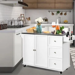 Costway Kitchen Island 2-Door Storage Cabinet Stainless Steel Top W/ Drawers 12 Costway Kitchen Island 2-Door Storage Cabinet Stainless Steel Top W/ Drawers -Costway GUEST 11eb7702 e82d 4991 b2a3 785485e67a88