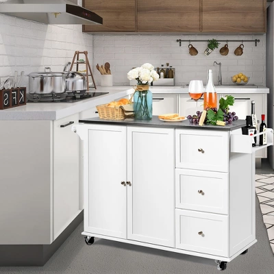 Costway Kitchen Island 2-Door Storage Cabinet Stainless Steel Top W/ Drawers 2 Costway Kitchen Island 2-Door Storage Cabinet Stainless Steel Top W/ Drawers - Image 2
