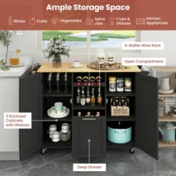 Costway Rolling Kitchen Island Utility Serving Cart With Drop Leaf Wine Rack Drawer -Costway GUEST 121823f3 17f9 4c17 ac0e d3c13d8514b9