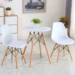 Costway Set Of 2 Mid Century Modern Style Dining Side Chair Wood Leg White -Costway GUEST 1219a533 5b16 4f9f a4c8 5d016fea50c2