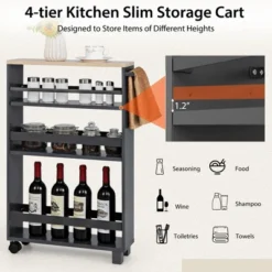 Costway 4-Tier Slim Kitchen Storage Cart Narrow Slide Out Trolley Adjustable Shelf WhiteGrey -Costway GUEST 12858313 af3f 4175 9949 5db4166742a2