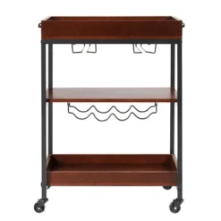 Costway 3 Tier Trolley Cart Kitchen Island Serving Bar Cart W/ Glass Holder & Wine Rack -Costway GUEST 1291ef79 a900 4fea a46b 2357df51f76e