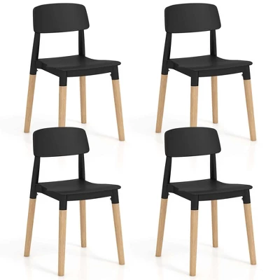 Costway Dining Side Chairs Set Of 4 With Ergonomic Backrest Wide Seat & Sturdy Wooden Legs Black/White 10 Costway Dining Side Chairs Set Of 4 With Ergonomic Backrest Wide Seat & Sturdy Wooden Legs Black/White - Image 10