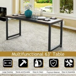 Costway 63'' Dining Table Rectangular Two-Tone Kitchen Table For 6 People W/ Metal Frame -Costway GUEST 1321b0fd 547f 48a6 a1e0 9194adb0f3e4