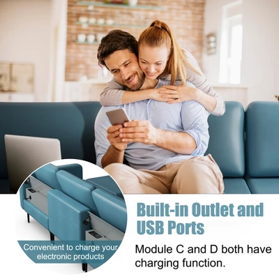 Costway Modular L-shaped Sectional Sofa W/ Reversible Chaise & 4 USB Ports 4 Costway Modular L-shaped Sectional Sofa W/ Reversible Chaise & 4 USB Ports - Image 4