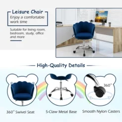 Costway Velvet Petal Shell Office Chair Adjustable Swivel Accent Vanity Armchair YellowBlueGreyPink -Costway GUEST 13502158 5c3d 4f20 883a 173786fd32d3