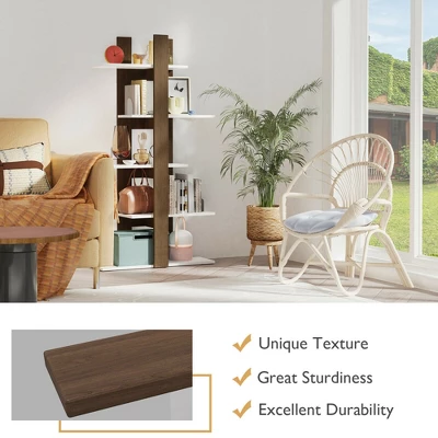 Costway 5-Tier Bookshelf Freestanding Storage Shelf Tree Bookshelf Room Divider 6 Costway 5-Tier Bookshelf Freestanding Storage Shelf Tree Bookshelf Room Divider - Image 6