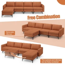 Costway Modular L-shaped Sectional Sofa W/ Reversible Chaise & 4 USB Ports OrangeDark Grey 19 Costway Modular L-shaped Sectional Sofa W/ Reversible Chaise & 4 USB Ports OrangeDark Grey -Costway GUEST 13c70c3c e8d8 4a13 8cc5 6c3779ef79b5