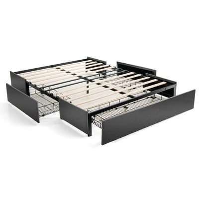 Costway Platform Bed Frame With 3 Storage Drawers Mattress Foundation Grey 9 Costway Platform Bed Frame With 3 Storage Drawers Mattress Foundation Grey - Image 9