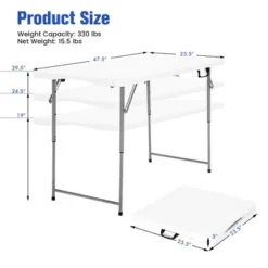 Costway Folding Table Portable Bi-fold Picnic Dining Table W/ 3-Level Height Adjustment -Costway GUEST 148f6dda 786b 4143 953f 5c2eb3543779