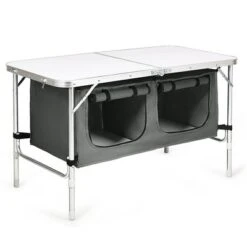 Costway Adjustable Camping Table Aluminum W/ Storage Organizer Grey/Dark Blue -Costway GUEST 15004814 b07d 4365 9f02 4a2babd0dbb5