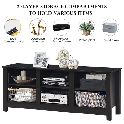 Costway TV Stand Cabinet For TV's Up To 60'' Entertainment Center W/Storage Shelves BlackBrown 8 Costway TV Stand Cabinet For TV's Up To 60'' Entertainment Center W/Storage Shelves BlackBrown - Image 8