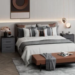 Costway 2 Drawer Nightstand Bedside Table Compact Sofa End Table Dark Grey Oak/Walnut -Costway GUEST 157d2db2 9d90 4fd1 a780 c5bf83266cd0