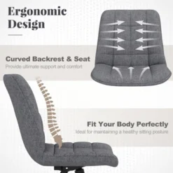 Costway Upholstered Armless Office Chair With Adjustable Height & Wheels For Small Spaces Gray/White -Costway GUEST 15990f4a 1ac7 469f 8bbb 9d1943e2ef4c