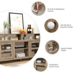 Costway 58'' TV Stand Entertainment Console Center W/ 2 Cabinets Up To 65'' GreyBlackWalnut -Costway GUEST 159ab1da 586b 45c8 a059 0bb13b6ee086