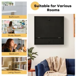 Costway Wall-Mount Floating Desk Foldable Space Saving Laptop Workstation -Costway GUEST 15a669be 2cac 424e 9c0e 482b2046d8ac