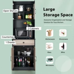 Costway 3-Door 71'' Kitchen Buffet Pantry Storage Cabinet W/Hutch Adjustable Shelf Black 12 Costway 3-Door 71'' Kitchen Buffet Pantry Storage Cabinet W/Hutch Adjustable Shelf Black -Costway GUEST 15dad8c9 7970 44ab 9aa1 1dd31ddc8041