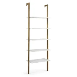 Costway 5-Tier Ladder Shelf Wood Wall Mounted Display Bookshelf Metal Frame Brown & Black/Brown & White/Bronze 21 Costway 5-Tier Ladder Shelf Wood Wall Mounted Display Bookshelf Metal Frame Brown & Black/Brown & White/Bronze -Costway GUEST 15eaf917 6856 4c7c 994d 43819f7330c7