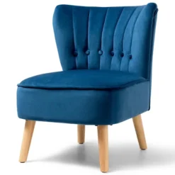 Costway Armless Accent Chair Tufted Velvet Leisure Chair Single Sofa Upholstered BlueGreenPink -Costway GUEST 162461dd 04d3 4aac b4ae 3d4dbd6ce3d3