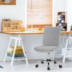 Costway Armless Faux Fur Leisure Office Chair Adjustable Swivel Task Chair -Costway GUEST 1638b2e7 ff3f 4fd5 b756 9b823889d94c
