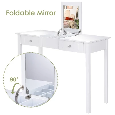 Costway Vanity Table Dressing Table Flip Top Desk Furniture White 4 Costway Vanity Table Dressing Table Flip Top Desk Furniture White - Image 4