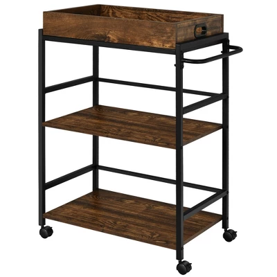 Costway 3-Tier Rolling Bar Cart Kitchen Serving Cart W/ Removable Tray & Handle 9 Costway 3-Tier Rolling Bar Cart Kitchen Serving Cart W/ Removable Tray & Handle - Image 9