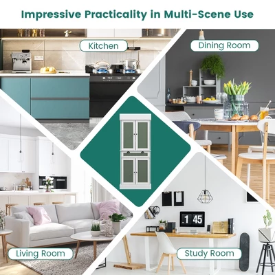 Costway 72'' Kitchen Buffet Hutch Pantry Cabinet Cupboard With 4 Doors & Adjustable Shelves 8 Costway 72'' Kitchen Buffet Hutch Pantry Cabinet Cupboard With 4 Doors & Adjustable Shelves - Image 8