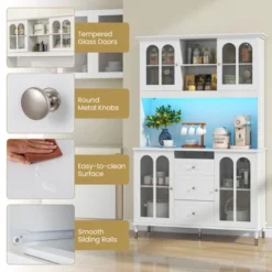 Costway 73” Kitchen Pantry Cabinet Kitchen Storage Hutch With LED Lights USB Ports Type-C Port AC Outlets Kitchen Utility Cabinet With 3 Drawers -Costway GUEST 16fb72ae 3efe 4b7c 84f0 02000643ce22