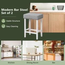 Costway Set Of 2 Bar Stools Tufted Upholstered Counter Height Chairs With Rubber Wood Legs -Costway GUEST 1746ef4f ceac 45f2 aafa 4cf93fe081c9