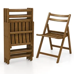 Costway Folding Dining Chair Set Of 2/4 With Rubber Wood Frame Slatted Seat Curved Backrest -Costway GUEST 17ca705a c170 4224 bf9b 6153c0dcf895