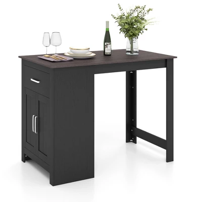 Costway Bar Table 35.5'' Counter Height Dining Table With Storage Cabinet & Drawer Black/Grey 10 Costway Bar Table 35.5'' Counter Height Dining Table With Storage Cabinet & Drawer Black/Grey - Image 10