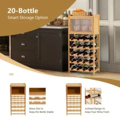 Costway 20-Bottle Bamboo Wine Rack Cabinet Freestanding Display Shelf W/ Glass Hanger 14 Costway 20-Bottle Bamboo Wine Rack Cabinet Freestanding Display Shelf W/ Glass Hanger -Costway GUEST 18e92e6b 5d12 46d0 8049 2f3458b36c7f