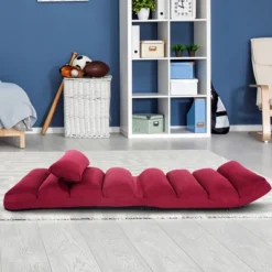 Costway Folding Lazy Sofa Chair Stylish Sofa Couch Bed Lounge Chair W/Pillow Burgundy 17 Costway Folding Lazy Sofa Chair Stylish Sofa Couch Bed Lounge Chair W/Pillow Burgundy -Costway GUEST 192e6550 d314 4dd6 9f36 f2555d8197b8