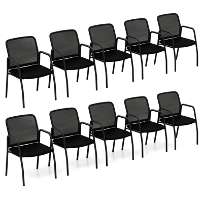 Costway Waiting Room Chair Set Of 2/4/6/8/10/12 Office Guest Chairs With Ergonomic Mesh Backrest Sturdy Arms & Cushioned Seat Black 7 Costway Waiting Room Chair Set Of 2/4/6/8/10/12 Office Guest Chairs With Ergonomic Mesh Backrest Sturdy Arms & Cushioned Seat Black - Image 7