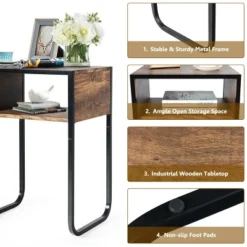 Costway Side Table Industrial Coffee Table W/Metal Frame Rustic End Table Nightstand 17 Costway Side Table Industrial Coffee Table W/Metal Frame Rustic End Table Nightstand -Costway GUEST 1a07afbb d05f 49d7 9076 55a3d5ced414