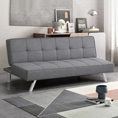 Costway Convertible Futon Sofa Bed Adjustable Sleeper With Stainless Steel Legs 2 Costway Convertible Futon Sofa Bed Adjustable Sleeper With Stainless Steel Legs - Image 2