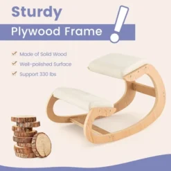 Costway Ergonomic Kneeling Chair Wooden Rocking Chair With Comfortable Padded Seat Cushion & Knee Support Upright Posture Support Chair For Back Pain Relief Beige/Black/Gray -Costway GUEST 1a46f008 db4d 4bfd b50d b00ed7a62d41