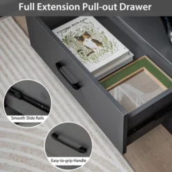 Costway 4-Tier Bookcase 48'' Display Bookshelf Storage Organizer With Shelves & Drawer Grey/White/Natural -Costway GUEST 1a7895af 5a18 4f71 bebe 91f421fd2c34