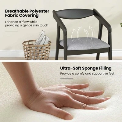 Costway Wooden Dining Chair Set Of 2 With Rubber Wood Frame Armrests Padded Cushion 6 Costway Wooden Dining Chair Set Of 2 With Rubber Wood Frame Armrests Padded Cushion - Image 6