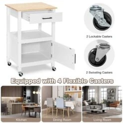 Costway Rolling Kitchen Island Cart On Wheels Bar Serving Trolley W/Drawer Cabinet BlackWhite -Costway GUEST 1adcc6c3 5798 4bce 842f 128193f1bd89
