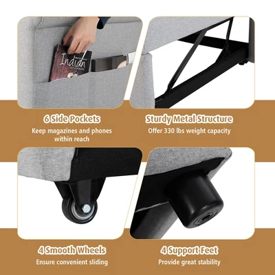 Costway Convertible Sofa Bed 3-in-1 Pull-out Sofa Chair Adjustable Reclining Chair Grey 8 Costway Convertible Sofa Bed 3-in-1 Pull-out Sofa Chair Adjustable Reclining Chair Grey - Image 8