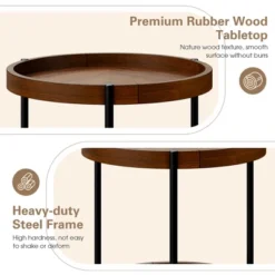 Costway 2-tier Round Side End Table Storage Shelf Rubber Wood Accent Nightstand -Costway GUEST 1b26c7ea f4d1 47c9 82db b7f3ea40767e