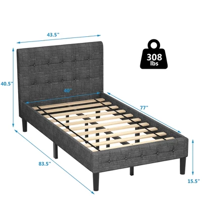 Costway Twin Upholstered Bed Frame Button Tufted Headboard Mattress Foundation 1 Costway Twin Upholstered Bed Frame Button Tufted Headboard Mattress Foundation