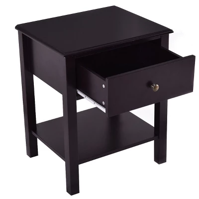 Costway 2 PCS Nightstand End Table Storage Display Furniture Drawer Shelf Beside 4 Costway 2 PCS Nightstand End Table Storage Display Furniture Drawer Shelf Beside - Image 4