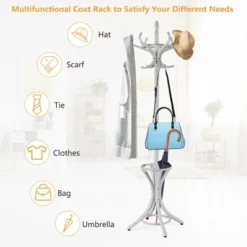 Costway Wood Standing Hat Coat Rack Jacket Bag Hanger Tree W/12 Hooks & Umbrella Stand 15 Costway Wood Standing Hat Coat Rack Jacket Bag Hanger Tree W/12 Hooks & Umbrella Stand -Costway GUEST 1baa0de7 3f4a 47e7 98ea 3668c3f7f52c